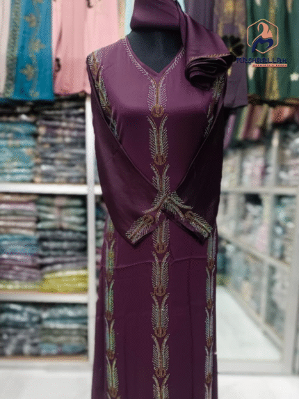 প্রিমিয়াম (লাক্সারি) জাফরান এমসি স্টোন বোরখা