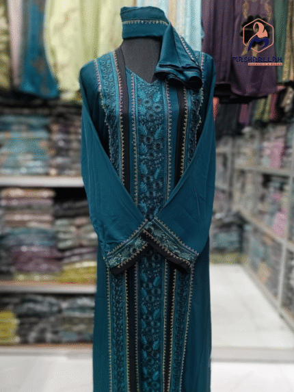 চেরি কাপড়ের এমব্রডারি + কন্টাস্ট পেনেল