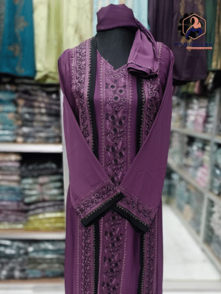 প্রিমিয়াম চেরি কাপড়ের এমব্রডারি + কন্টাস্ট পেনেল