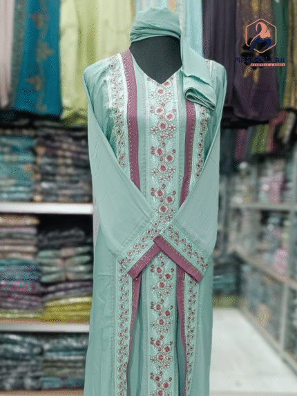 প্রিমিয়াম চেরি কাপড়ের এমব্রডারি + কন্টাস্ট পেনেল