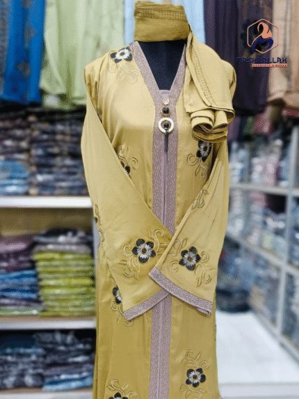 প্রিমিয়াম জাফরান কাপড়ের মাকরোসা বোরখা