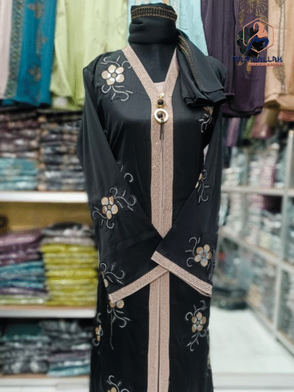 প্রিমিয়াম জাফরান কাপড়ের মাকরোসা বোরখা